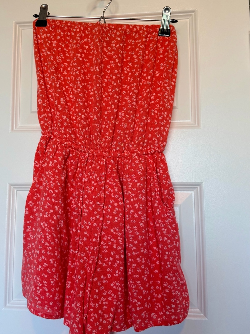Hollister Red Floral Strapless Romper